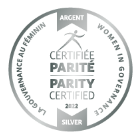 Logos de la Certification Parité - niveau Argent de La Gouvernance au Féminin.