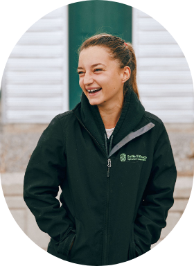 Portrait of a graduate starting her first job at Sollio Agriculture.