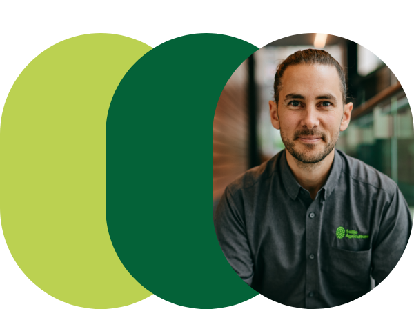 The portrait of Marc-André Gratton, Learning and development manager at Sollio Agriculture.