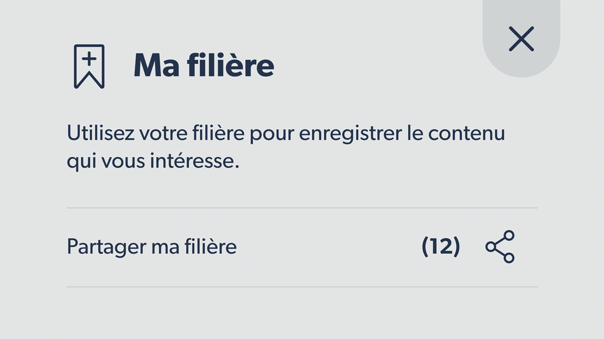 Une capture d'écran de la fonctionnalité Ma filière.