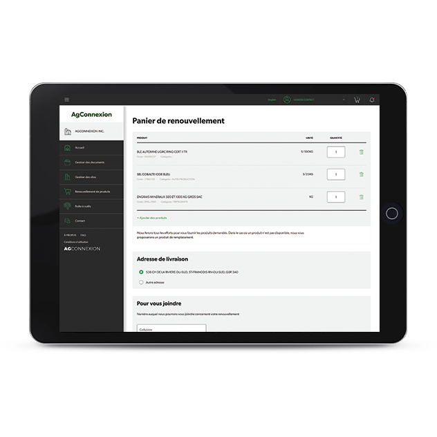Outil de renouvellement de commande du Portail | AgConnexion.