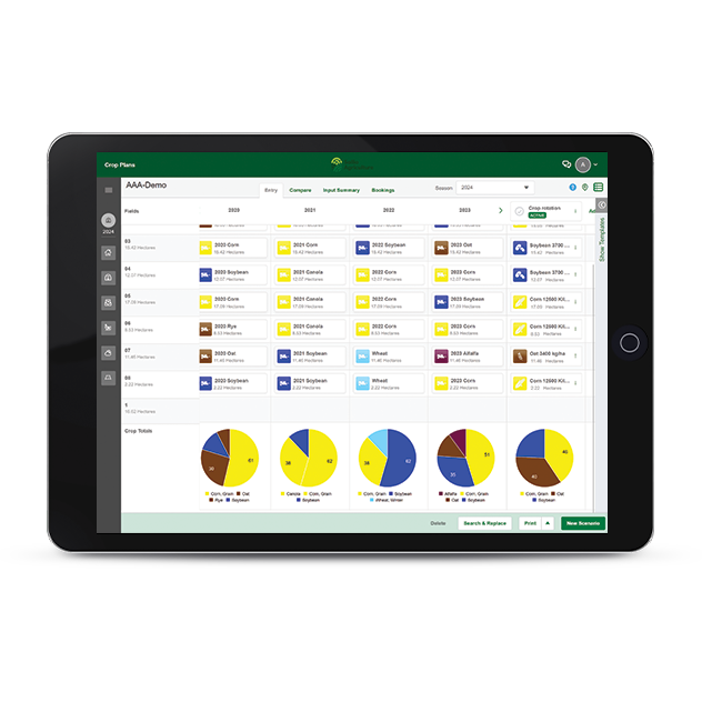 A screen capture of the Agconnexion | SmartFarm crop plans tool.