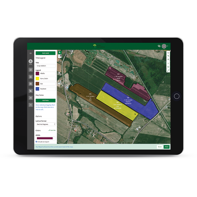 A screen capture of the Agconnexion | SmartFarm reports tool.