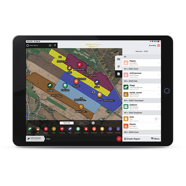 A screen capture of the Agconnexion | SmartFarm scouting tool.