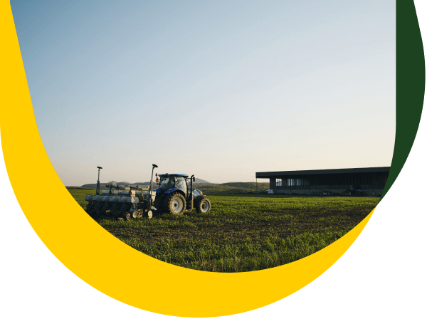 A tractor in a field